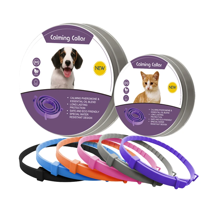 Custom Logo Anti Anxiety Stress Release Pheromone Adjustable Pet Calming Collar for Dogs Cats