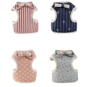 Custom Logo Bowknot Padded Mesh Air Breathable Adjustable Personalized Dog Pet Harnesses