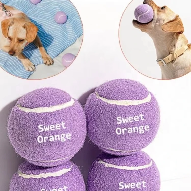 Custom Logo Chew Rubber Exercise Training Interactive Pet Ball Throwing Small Tennis Dog Ball Toy With Logo for Dogs