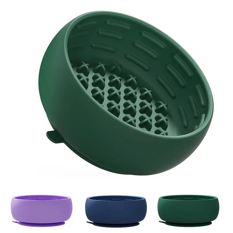 Custom Logo Color Slow Feeder Dog Bowl Silicone Dog Bowl with Suction Cup Dog Slow Eating Bowls