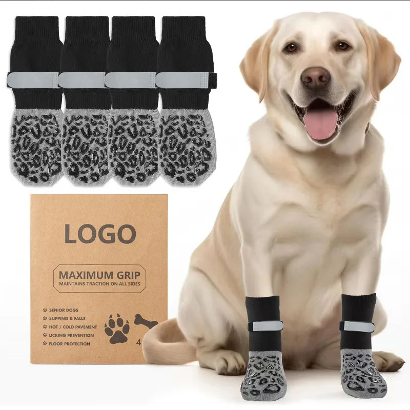 Custom Logo Cotton Pet Dog Breathable Anti slip Drop Scratch Resistant Outdoor Waterproof Shoes Sport Socks Foot Covers