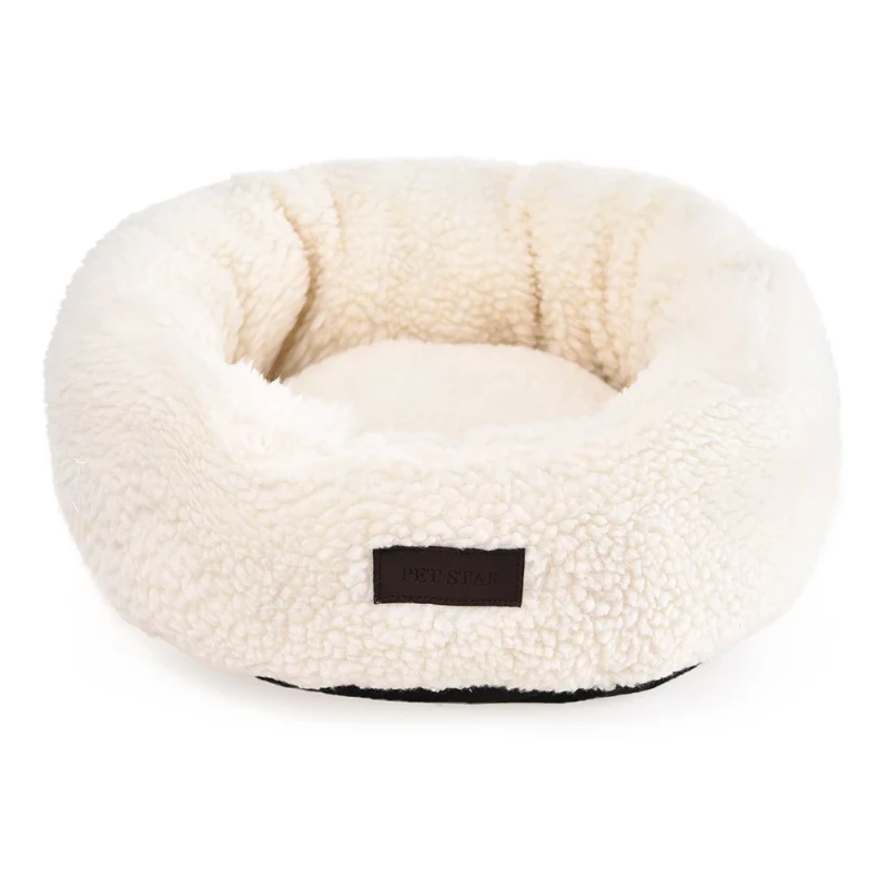 Custom Logo Cozy Donut Cuddler Anti Anxiety Round Cat Bed Pet Bed