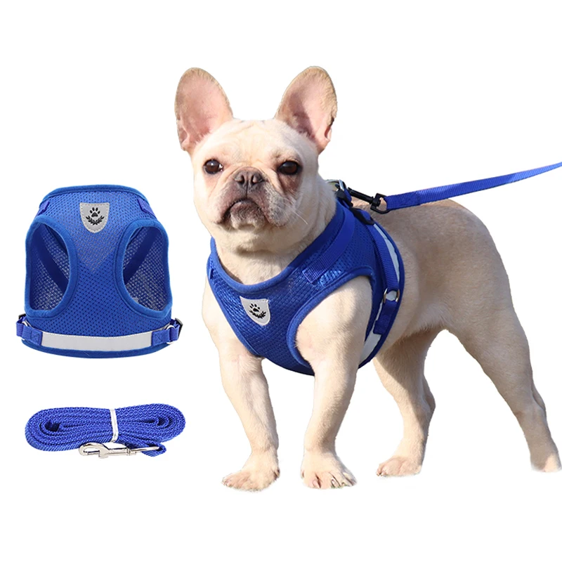 Custom Logo Dog Harness Adjustable Reflective Dog Harness Dog Harness Set and Leash