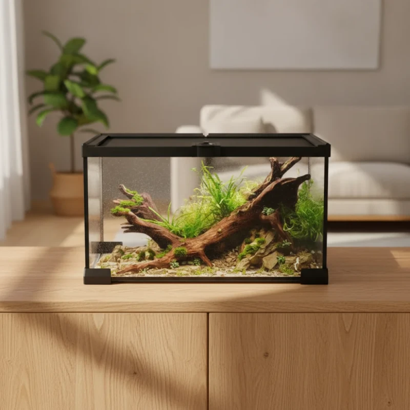 Custom Logo Durable Pet breeding tank Full Transparent Mini Desktop reptile tank for Tortoise Hermit Crab Balcony