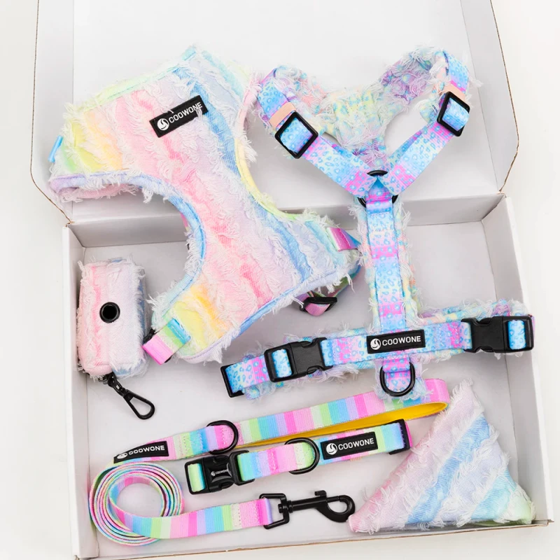 Custom Logo Heavy Duty Adjustable No Pull Dog Harness Soft Walking Puppy Pet Collar Leash Small Dog Harness and Leash Set