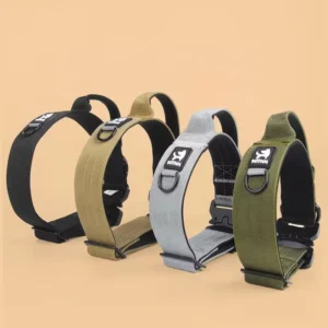 Custom Logo High Quality Metal Buckle Heavy Duty Pet Collar Tactical Dog Collar With Handle Medium Large Dog Collar