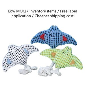 Custom Logo Manta Ray Plush Squeaky Dog Toy OEM Interactive Pet Chew Toy