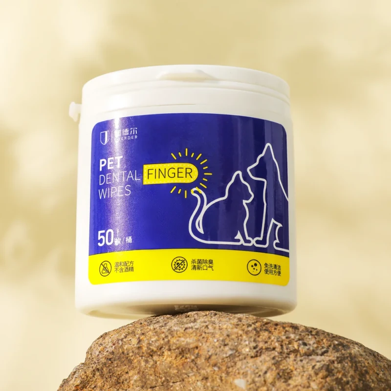 Custom Logo Organic Pet Dental Care Teeth Cleaning Finger Wet Wipes for Dogs and Cats