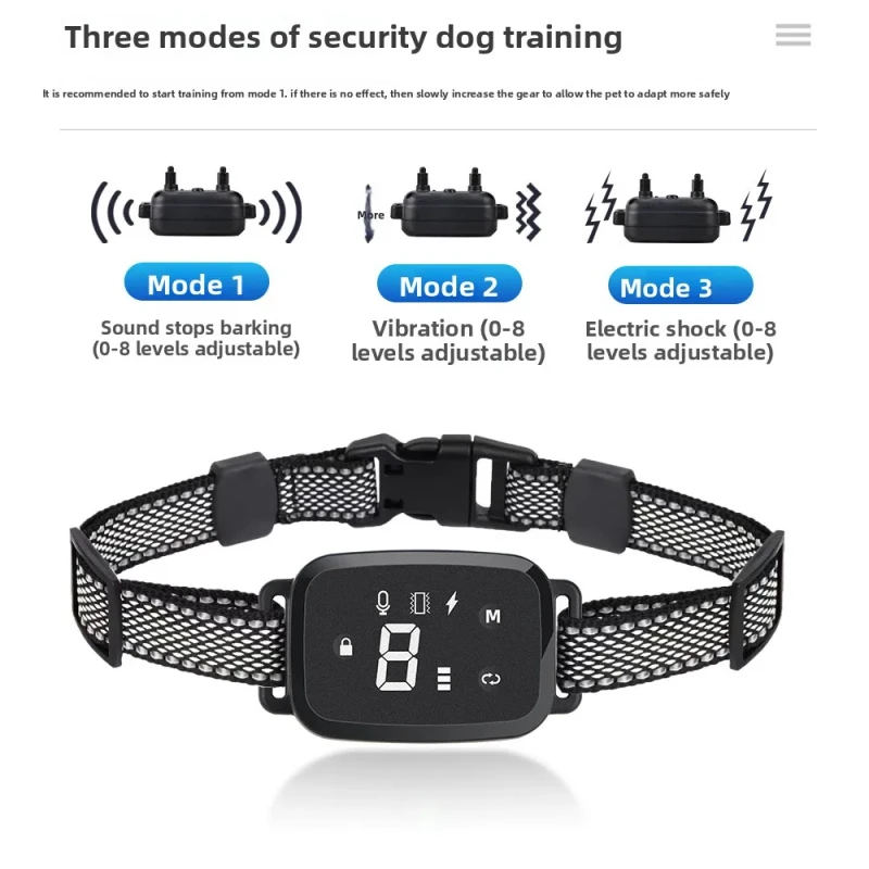 Custom Logo Pet Dog Bark Control Training Collar Automatic Electric Shock Bark Stopper Touch Screen Waterproof Smart Trainer