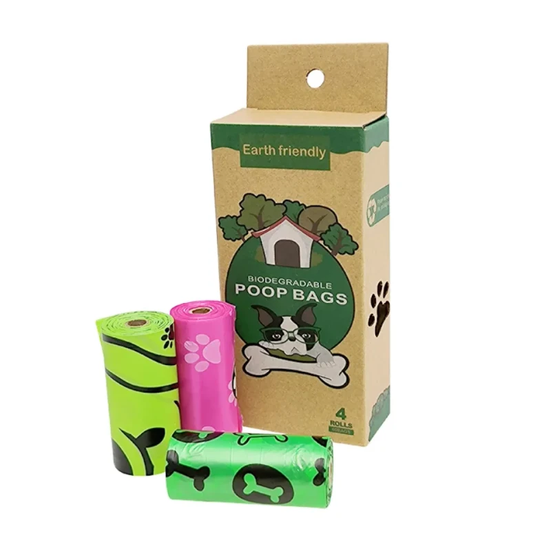Custom Logo Printed Multicolor Biodegradable Portable Pet Dog Poop Waste Disposal Bag