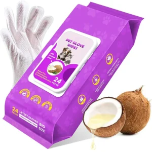 Custom Logo Rinse Free Hypoallergenic Deodorizing Dog Gloves Wipes Pet Cleaning Bathing Wipes