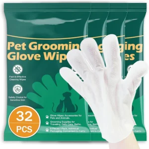 Custom Logo Rinse Free Pet Cleaning Grooming Gloves Wet Wipes for Dogs and Cats