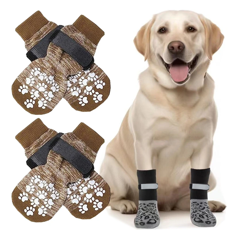 Custom Logo Single Rubber Bottom OEM Soft Polycotton Breathable Warm Luxury Anti Slip Dog Socks Indoor Paw Protector for Pets