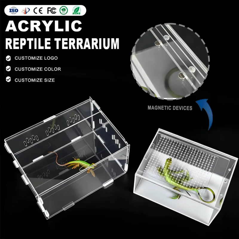 Custom Logo Size Clear Reptile Terrarium Tarantula Display Box Acrylic Pet Reptile Breeding Enclosure