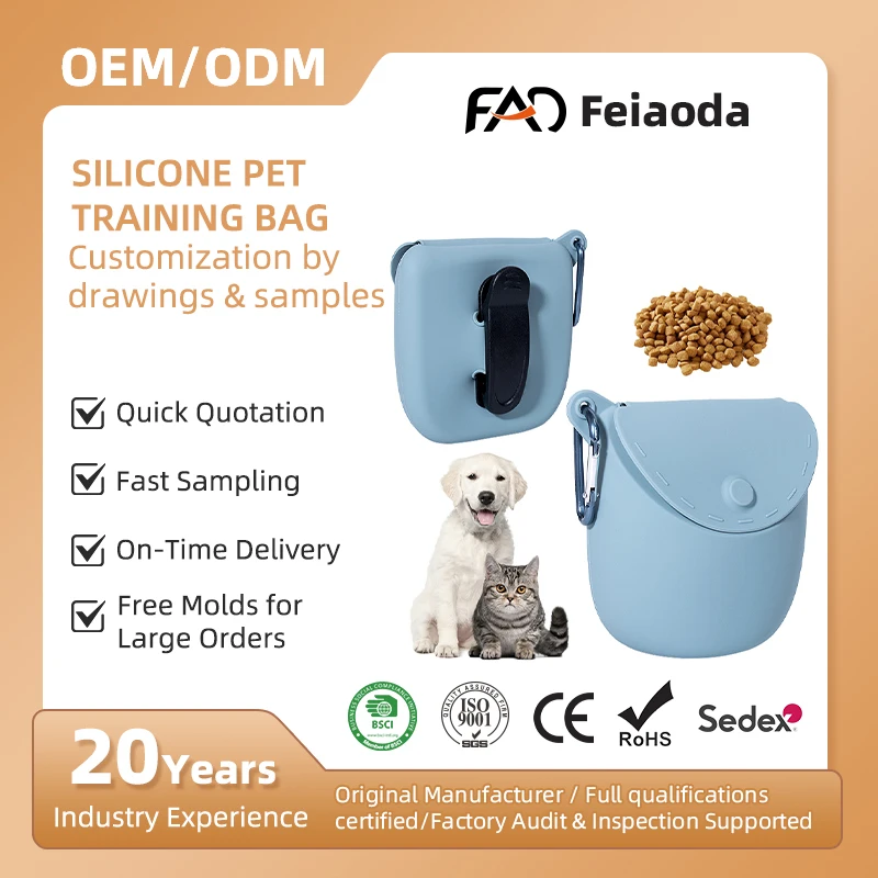 Custom Logo Small Dog Treat Training Pouch Magnetic Catch Silicone Feed Dogs Pouch Pet Training Bag for Dog Training Supplies