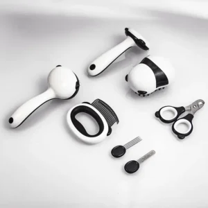 Custom Logo Stainless Steel Eco Friendly Dog Grooming Set with Combs Nail Scissors Toothbrush Pet Grooming Tools