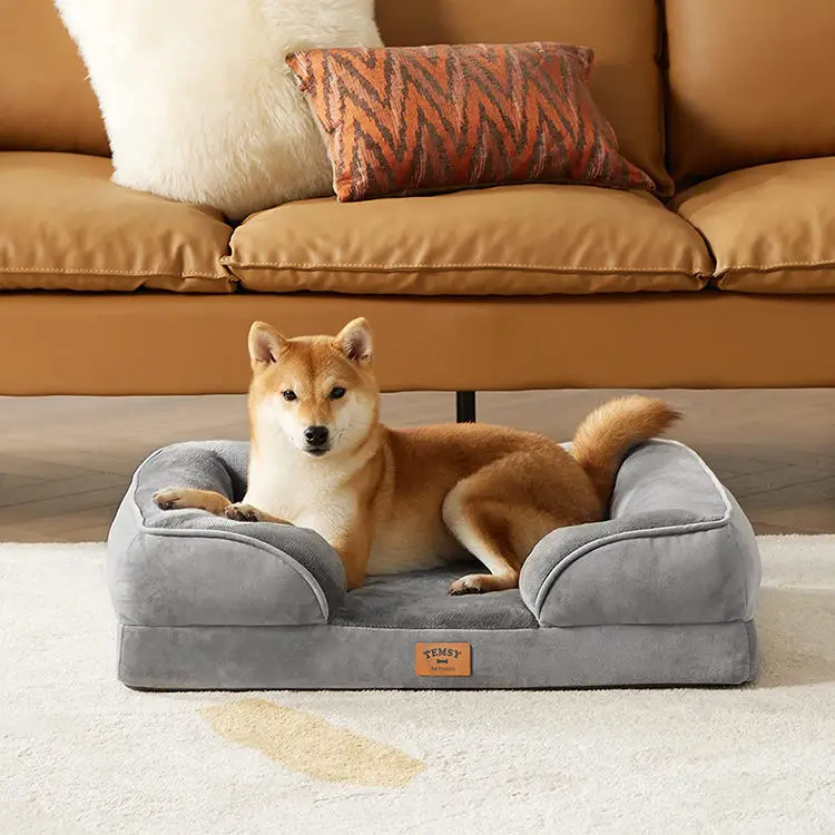 Custom Luxury Calming Waterproof Orthopedic Pet Sofa Beds Dog Bed With Removable Washable Cover