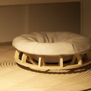 Custom Luxury Pet Bed Furniture Solid Wood Round Comfortable Warm Bed Accessories for Pets
