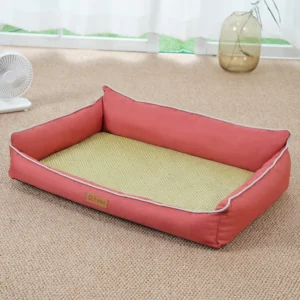 Custom Luxury Rectangle Pet Bed for Cats Dogs Solid Animal Washable Modern Comfortable Durable Breathable Cooling Cushion Bed