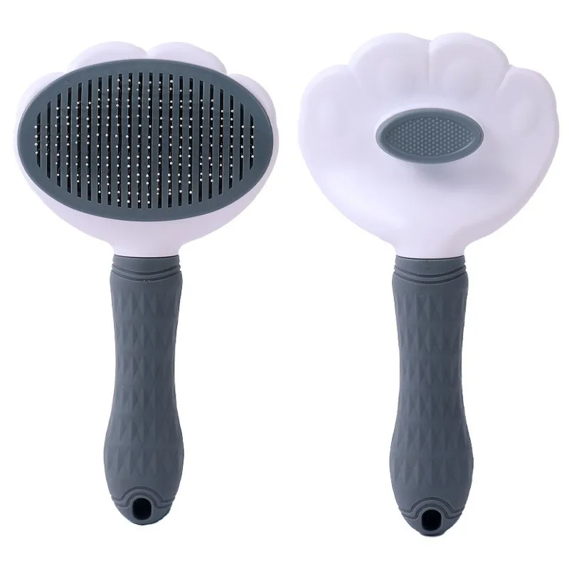 Custom Massaging Comb Long Pin Shedding Tool Cat Dog Rabbit Bath Washable Self Cleaning Hair Grooming Pet Brush