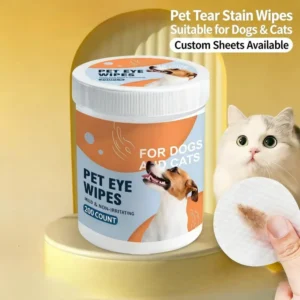 Custom Mild Non Irritating Non Woven Fruit Scent Pet Tear Stain Wipes with Logo Printing for Eye Care