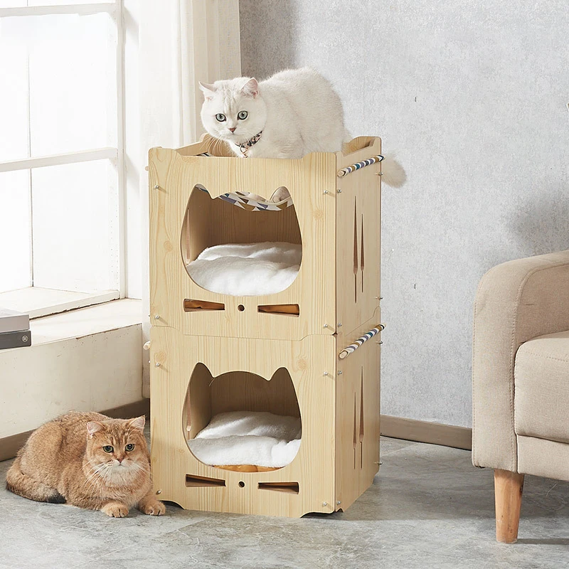 Custom Modern Indoor Wood Pet Furniture House Handmade Carriers Pet Cats Beds Pet Cages for Dog Cats