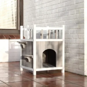 Custom Modern Luxury Solid Wood Outdoor Indoor Pet House Cabin with Rest Table for Dogs and Cats All Seasons Use