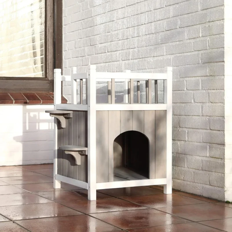 Custom Modern Luxury Solid Wood Outdoor Indoor Pet House Cabin with Rest Table for Dogs and Cats All Seasons Use