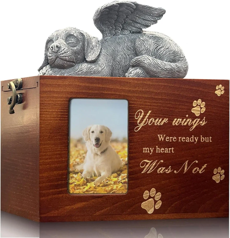 Custom Modern MDF Dog and Cat Urn Handmade Pet Cremation Coffin with Handmade Patterns Funeral Memorial Supply