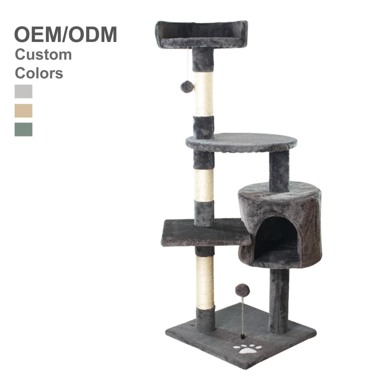 Custom Modern Sisal Cat Tree House Climbing Scratcher Large Tall Luxury for Cats