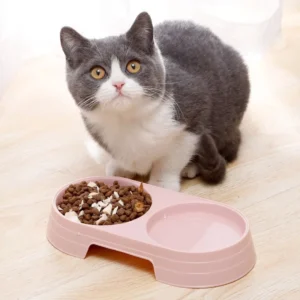 Custom Non-slip Double Pet Feeder Integrated Food Water Bowl for Cats Plastic China Origin No Operating Mode OEM Service