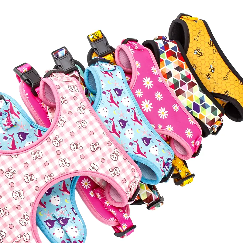 Custom Nylon Dog Harness Adjustable Small Pet Accessories No Pull Supplies for Sublimation Made of Durable Polyester