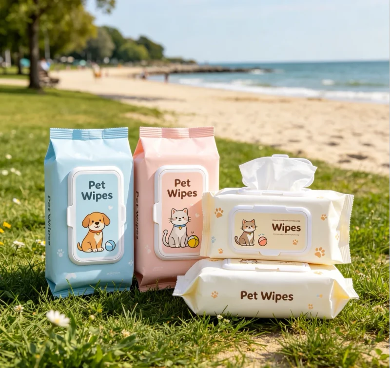Custom OEM 100ct Disposable Eco Hypoallergenic Wipes for Dogs Pet Safe Wet Wipes