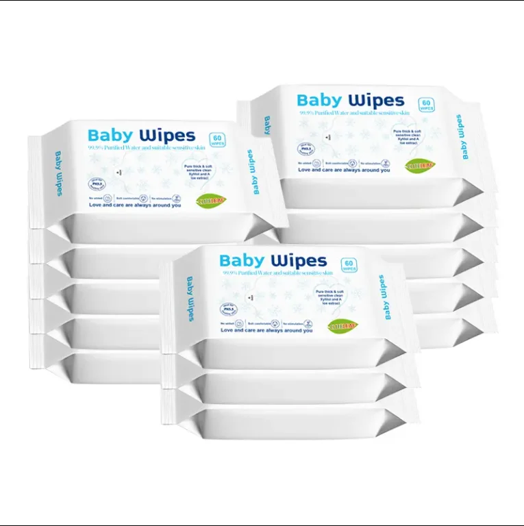 Custom OEM ODM Eco friendly Bulk Baby Wipes Fragrantless Non woven for Sensitive Baby Cleaning Wipes