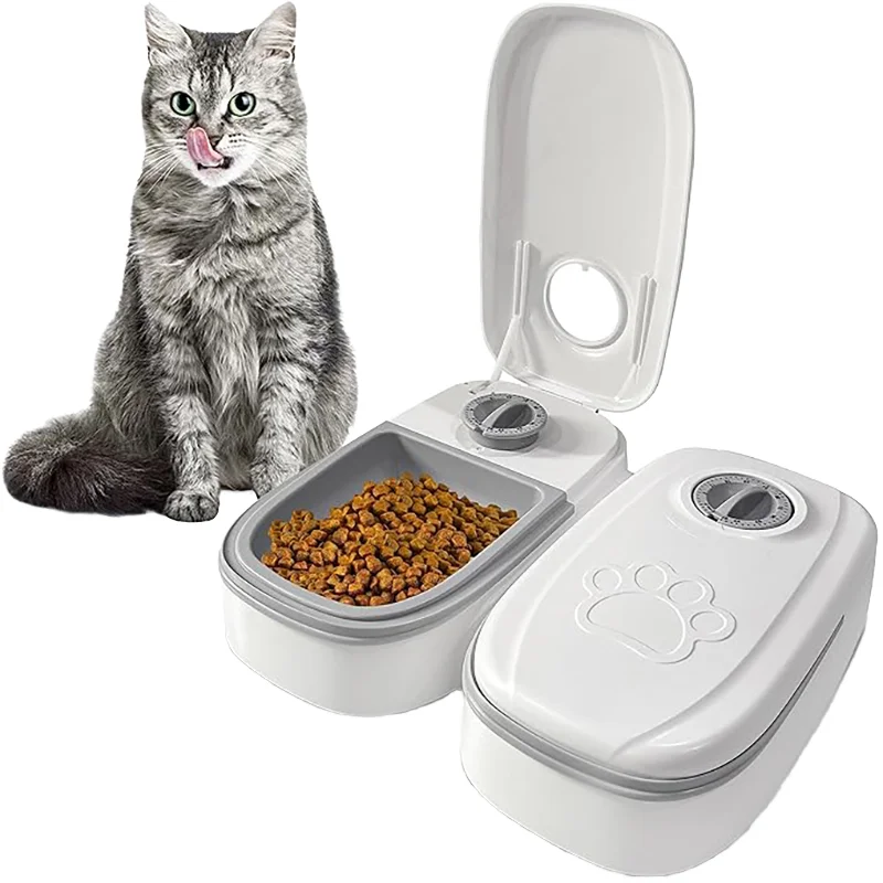 Custom OEM ODM Timing Quantitative Pet Smart Feeder Double Food Bowls Automatic Dog Cat Feeders Pet Supplies