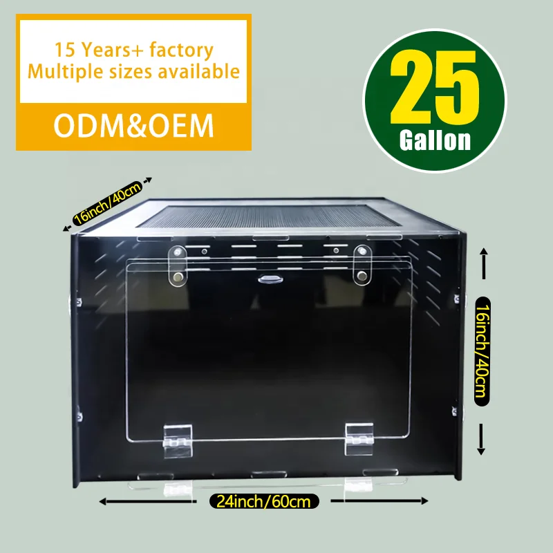 Custom OEM Reptile Amphibian Supplies With Magnetic Door Lock and Side Vent for Crested Gecko Enclosure