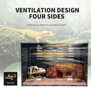 Custom OEM Reptile & Amphibian Supplies With Magnetic Door Lock and Side Vent for Crested Gecko Reptile Enclosure