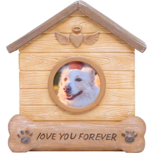 Custom OEM Supplier Wood Grain Resin Ash Box Memorial Pet Urn Photo Frame Keepsake Coffin for Cats Dogs Caskets for Human Ashes