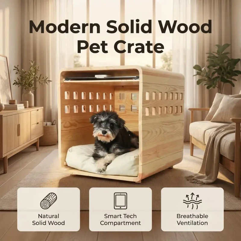 Custom OEM Wooden Pet House Multifunctional Cat and Dog Furniture with Cat Door Wardrobe Nightstand Design