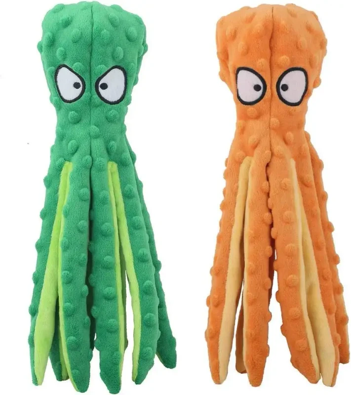 Custom Octopus Shape Dog Squeaky Toys No Stuffing Plush Dog Cat Toy Pet Chew Toys