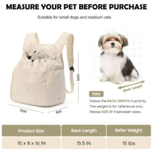Custom Outdoor Portable Breathable Dog Carrier Bag Puppy Walking Travel Camping Adjustable Front Carrier Backpack Drawstring