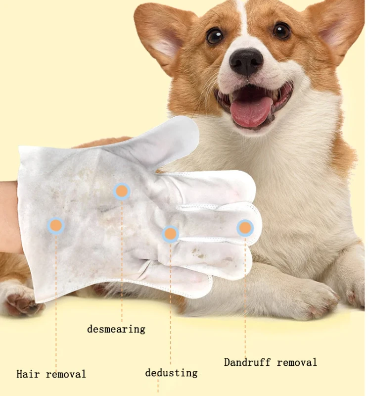 Custom Pet Cleaning Wipes Pets Care Gloves Wet Wipes Daily Cleaning for Cats and Dogs