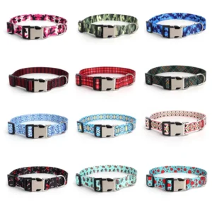 Custom Pet Dog Collar Polyester Adjustable Medium Small Luxury Metal Buckle Pet Dog Collar for Dogs