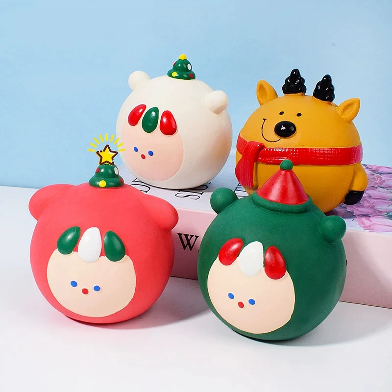 Custom Pet Dog Toys Luxury Eco Friendly Durable Christmas Latex Ball Interactive Squeaky Pet Dog Chew Toys for Dogs