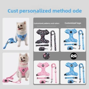 Custom Pet Harness And Leash Set OEM Factory Nylon Dog Collar With Reflective For Small Medium Large Dogs
