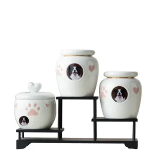 Custom Photo Ceramic Pet Urns for Dogs Cats Cremation Containers Memorial Keepsakes for Ashes