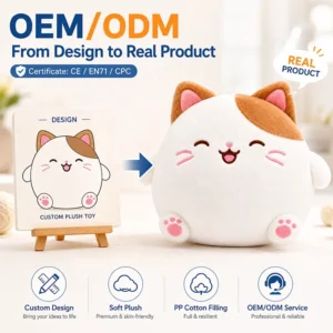 Custom Plush Toy From Design to Real Product OEM ODM Service Personalized Stuffed Animal Cat Soft Plushie Manufacturer