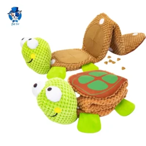 Custom Plush Turtle Dog Puzzle Toy Durable Squeaky Crinkle Folding Treat Dispenser Small Playing Comes Carton