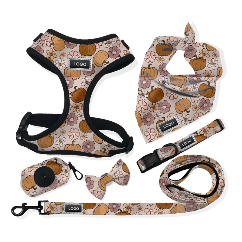 Custom Print Polyester Padded Greyhound Dog Harness Leash Set Personalized Adjustable Multipurpose Pet Accessories