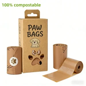 Custom Printed Biodegradable Disposable Dog Poop Pet Waste Bags Bottom Gusset PBAT+Corn Starch Vest Handle Custom Logo